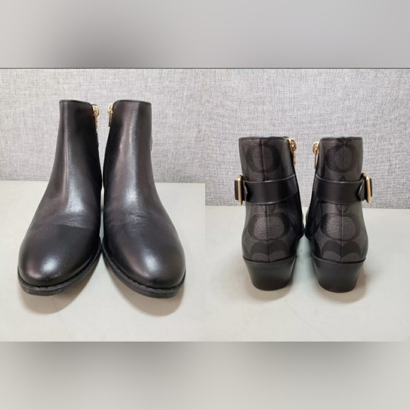 COACH Designer Dany Black Signature Monogram Boots Bootie Size 8B - Picture 4 of 6
